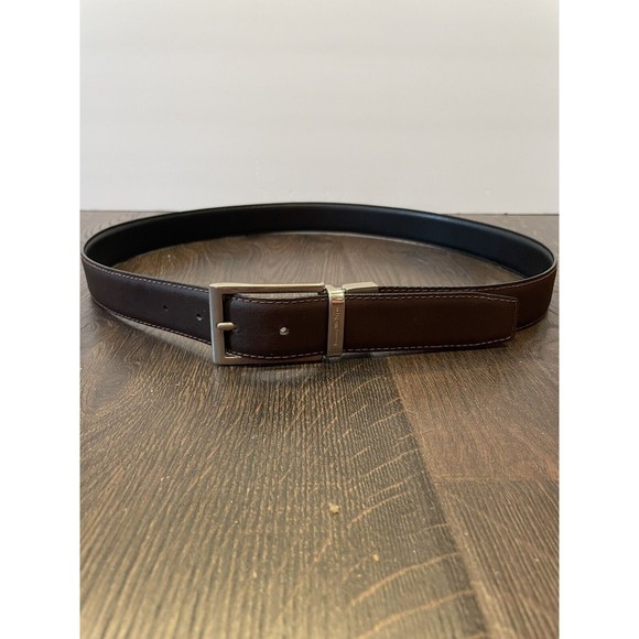 Ermenegildo Zegna Reversible Black/Brown Dress Belt Size 37-33" w/Silver Buckle - Picture 9 of 11